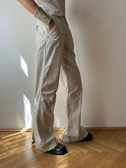 Icey white slit-zip trouser W30