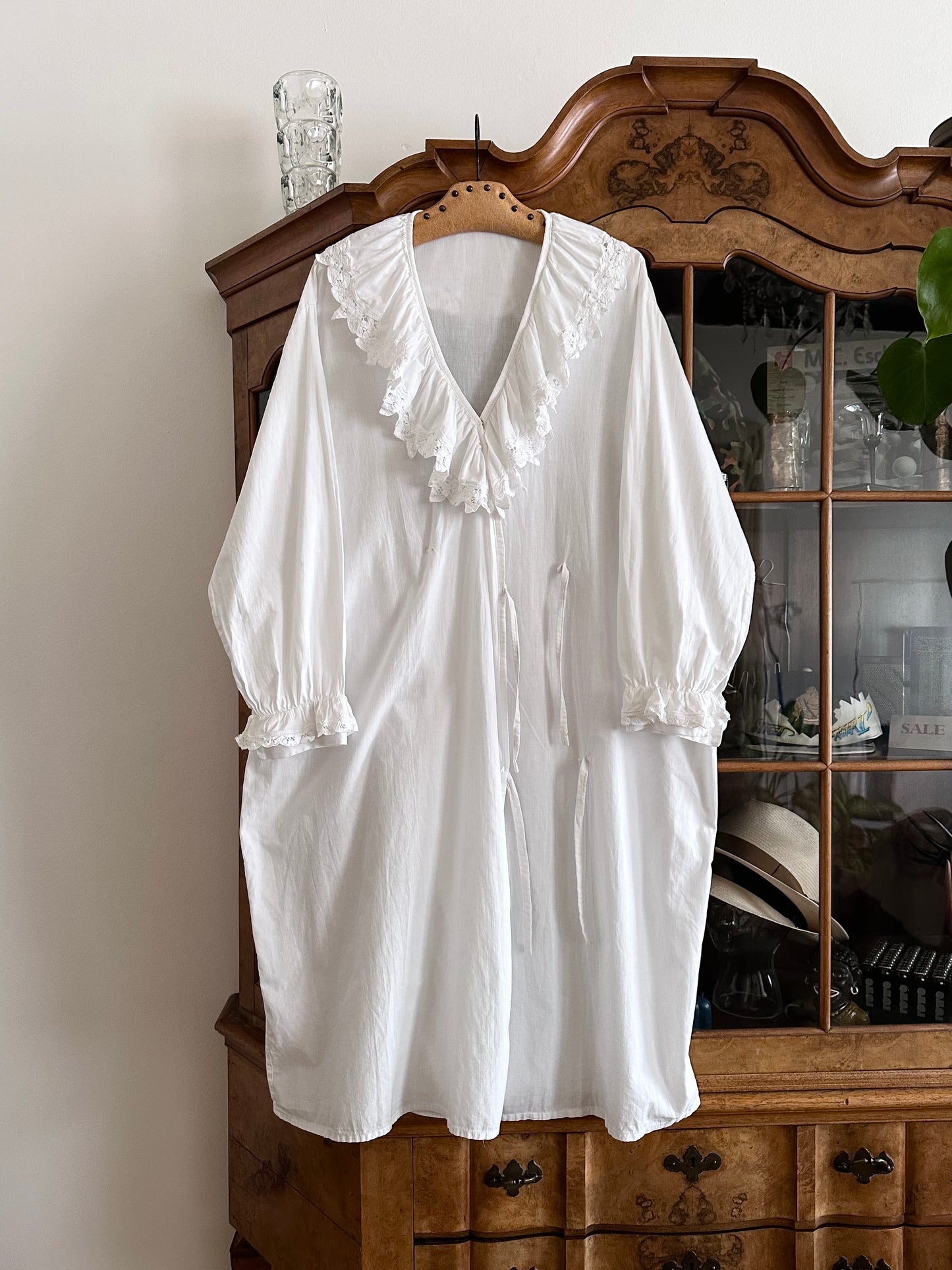 Vintage battenburg lace frill gown