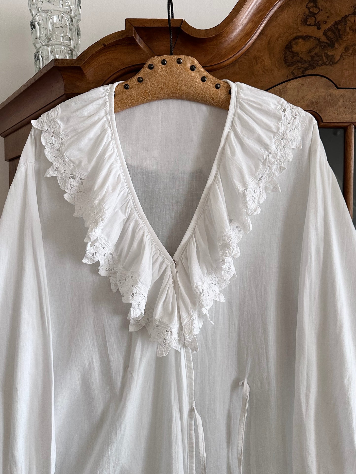 Vintage battenburg lace frill gown