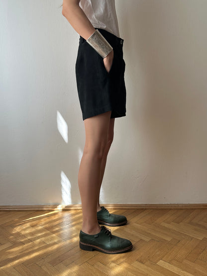 Black suede leather shorts W29