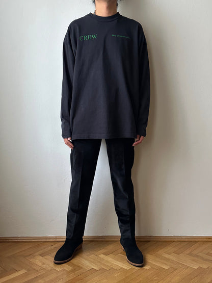 1990s French Black faux velour trousers - w29