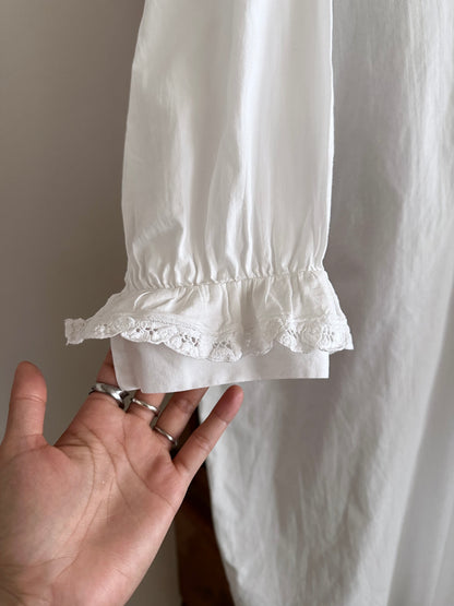 Vintage battenburg lace frill gown