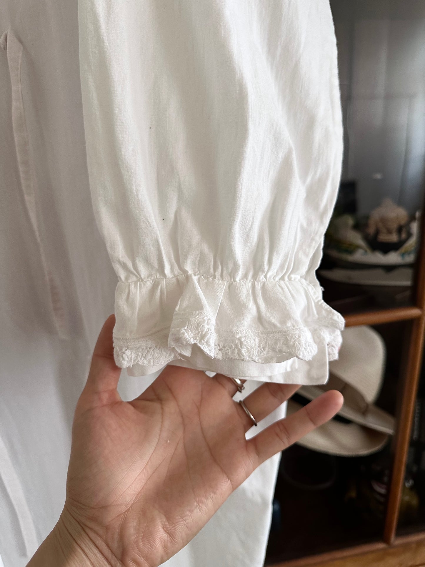 Vintage battenburg lace frill gown