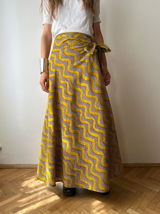 Deadstock african batik wrap skirt
