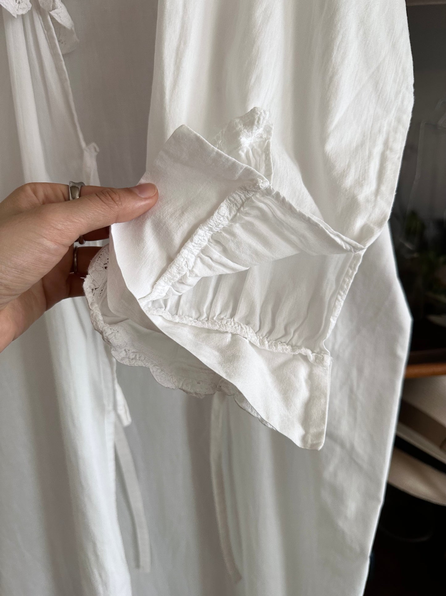 Vintage battenburg lace frill gown