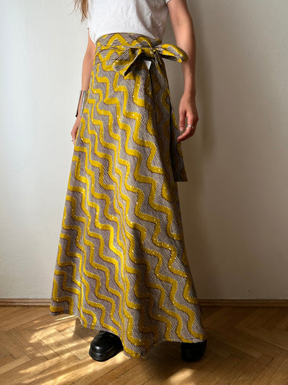 Deadstock african batik wrap skirt