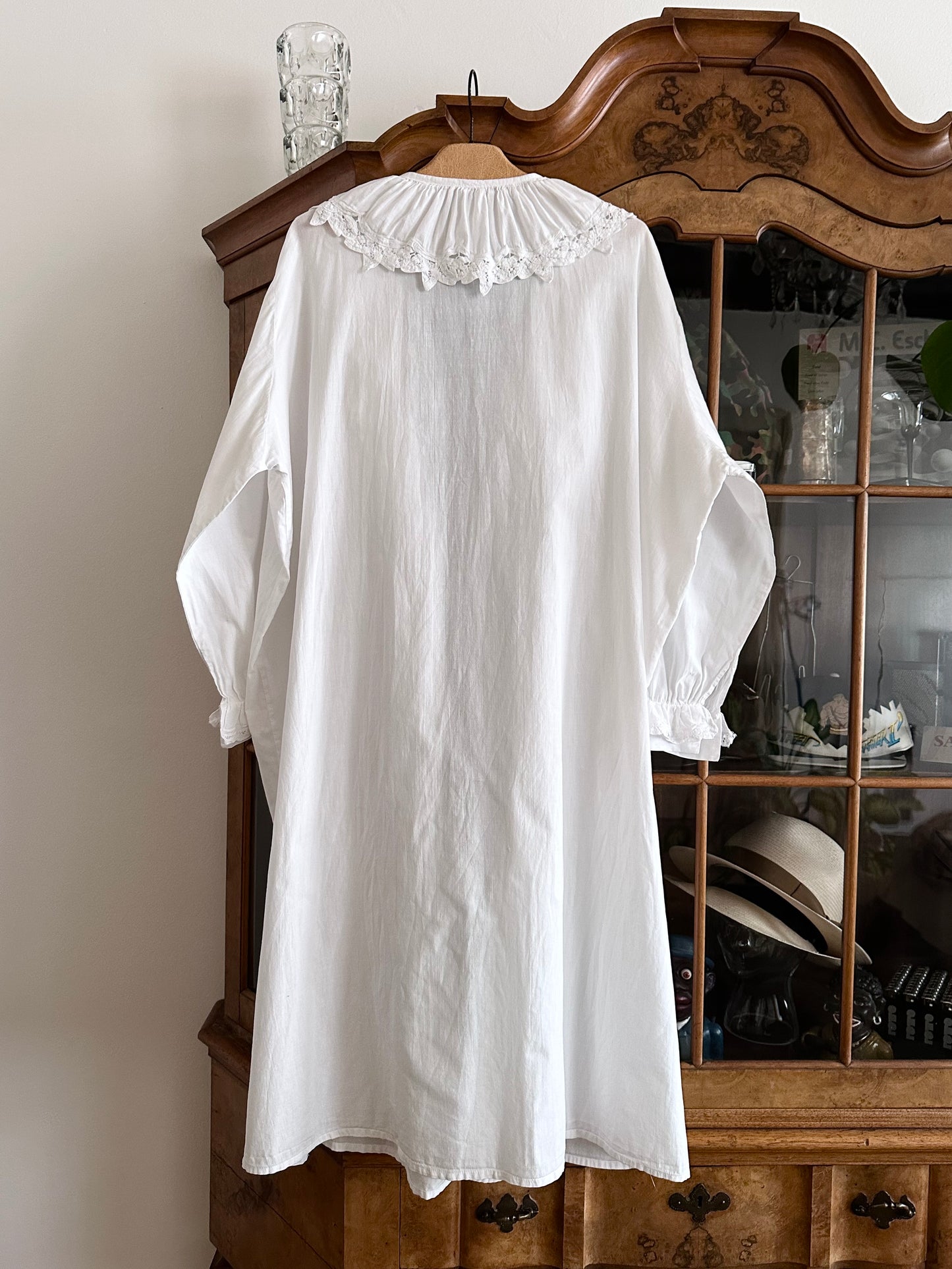 Vintage battenburg lace frill gown