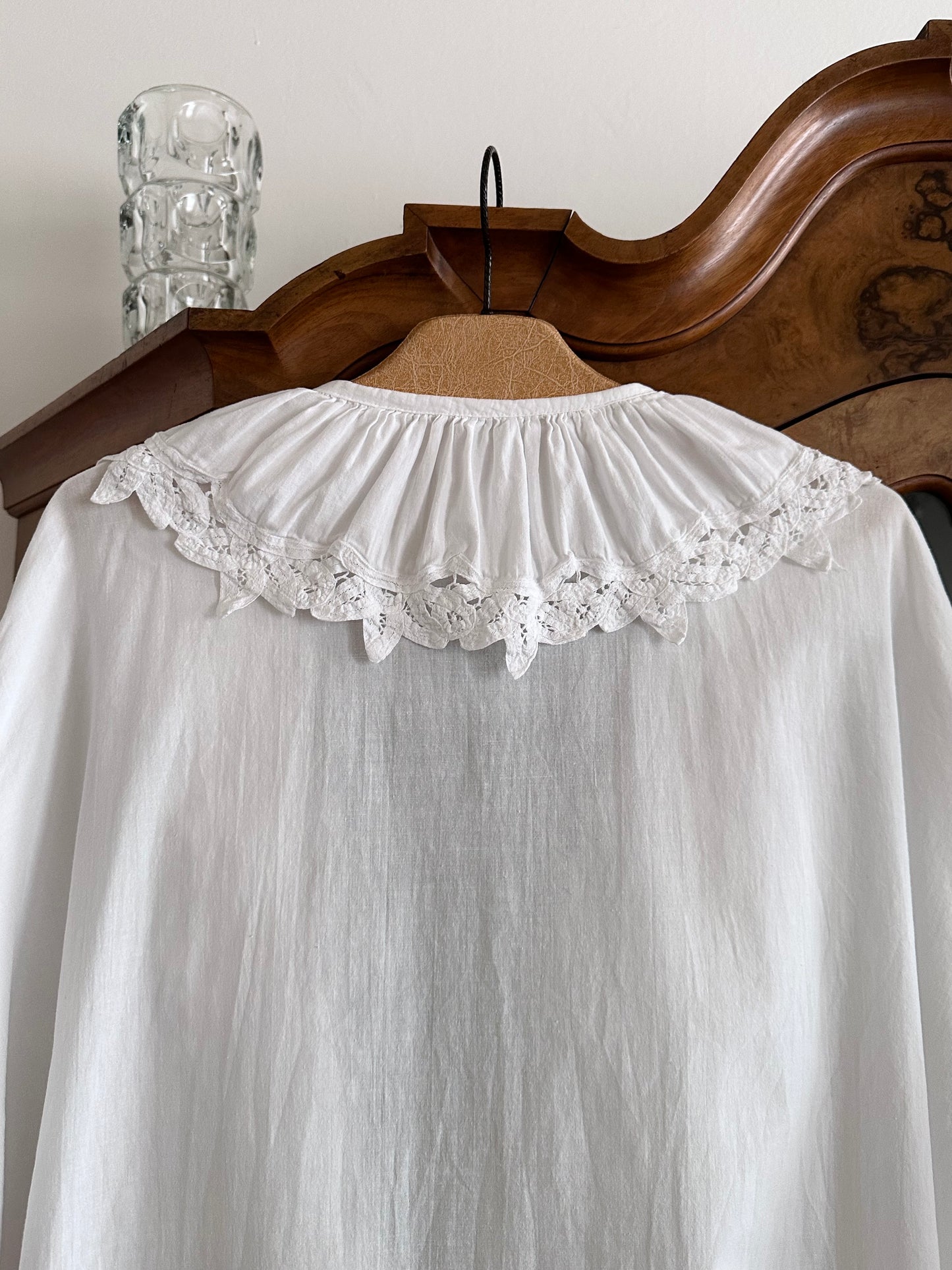 Vintage battenburg lace frill gown