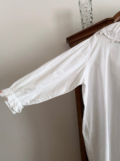 Vintage battenburg lace frill gown