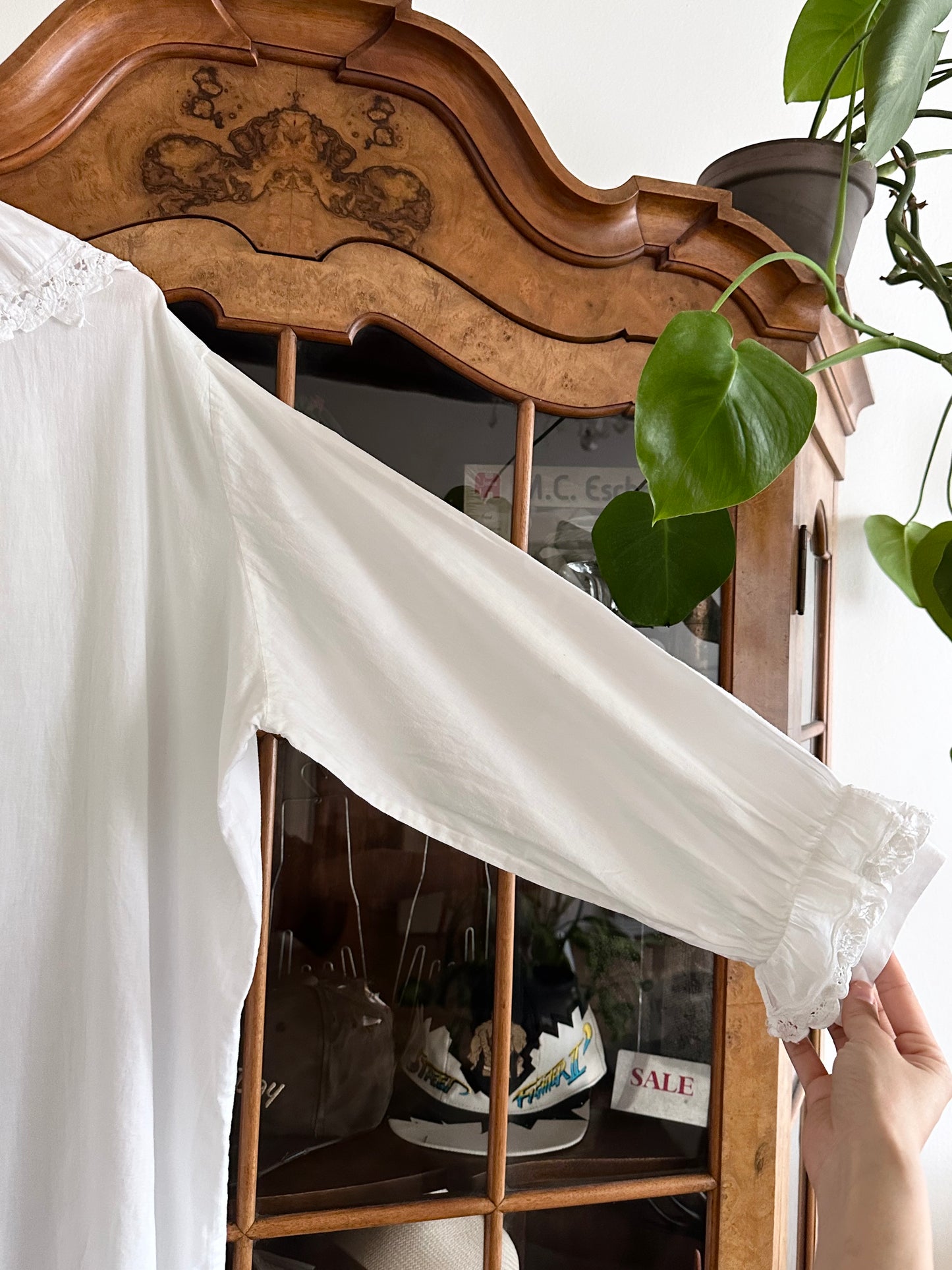 Vintage battenburg lace frill gown