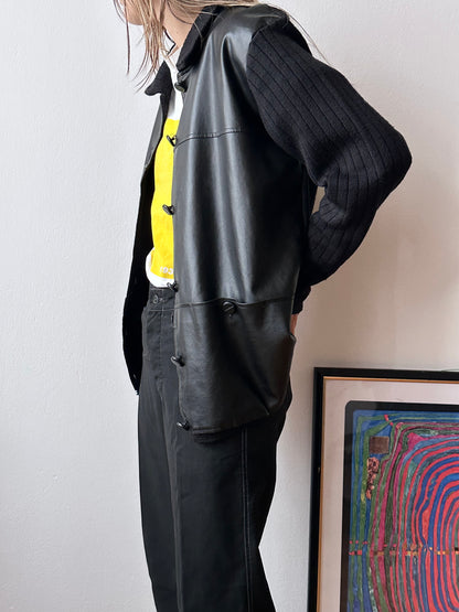 black switching knit jacket