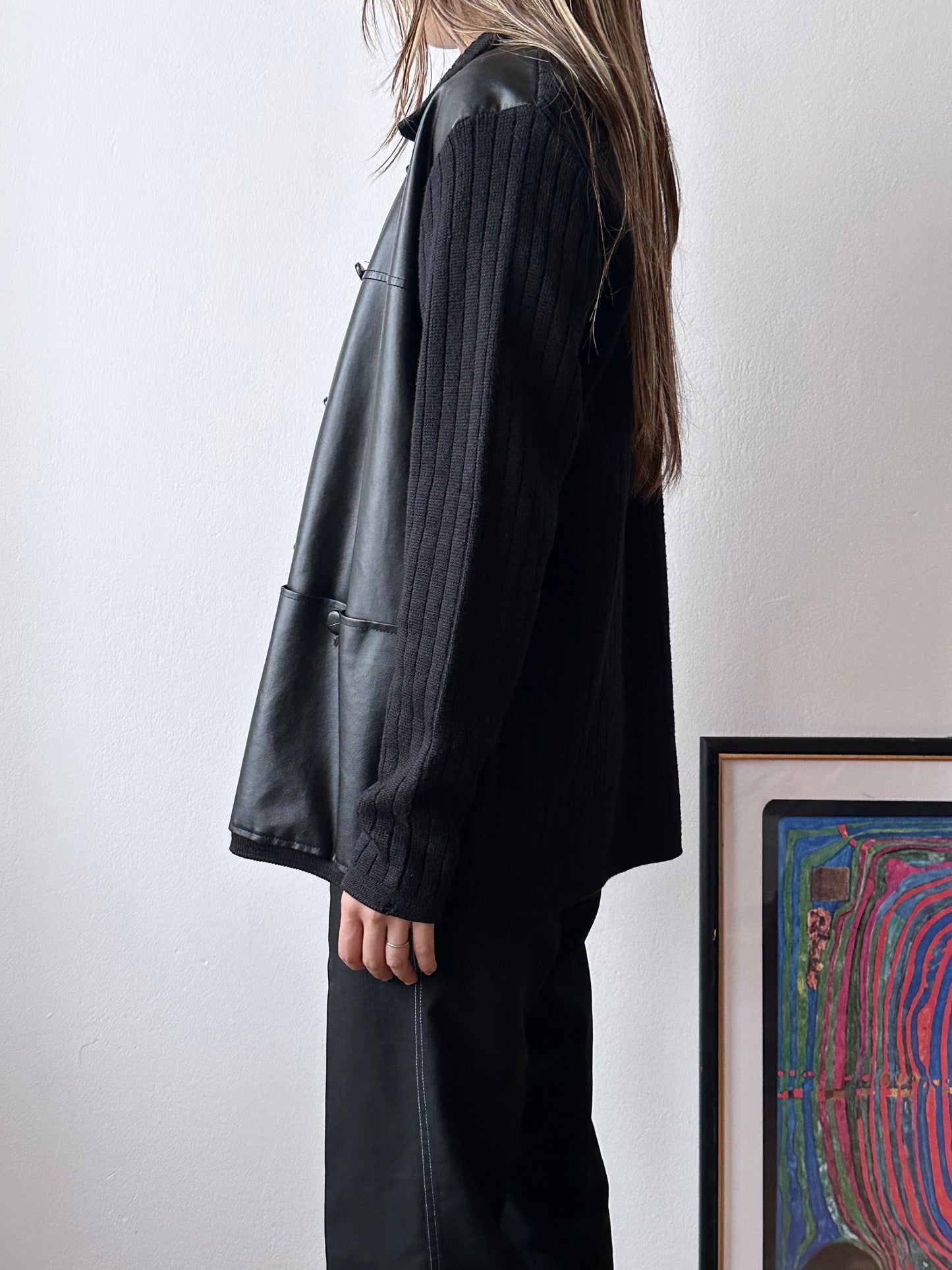 black switching knit jacket