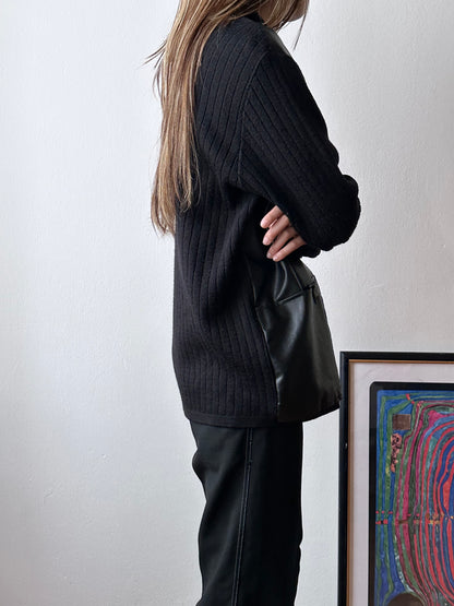 black switching knit jacket