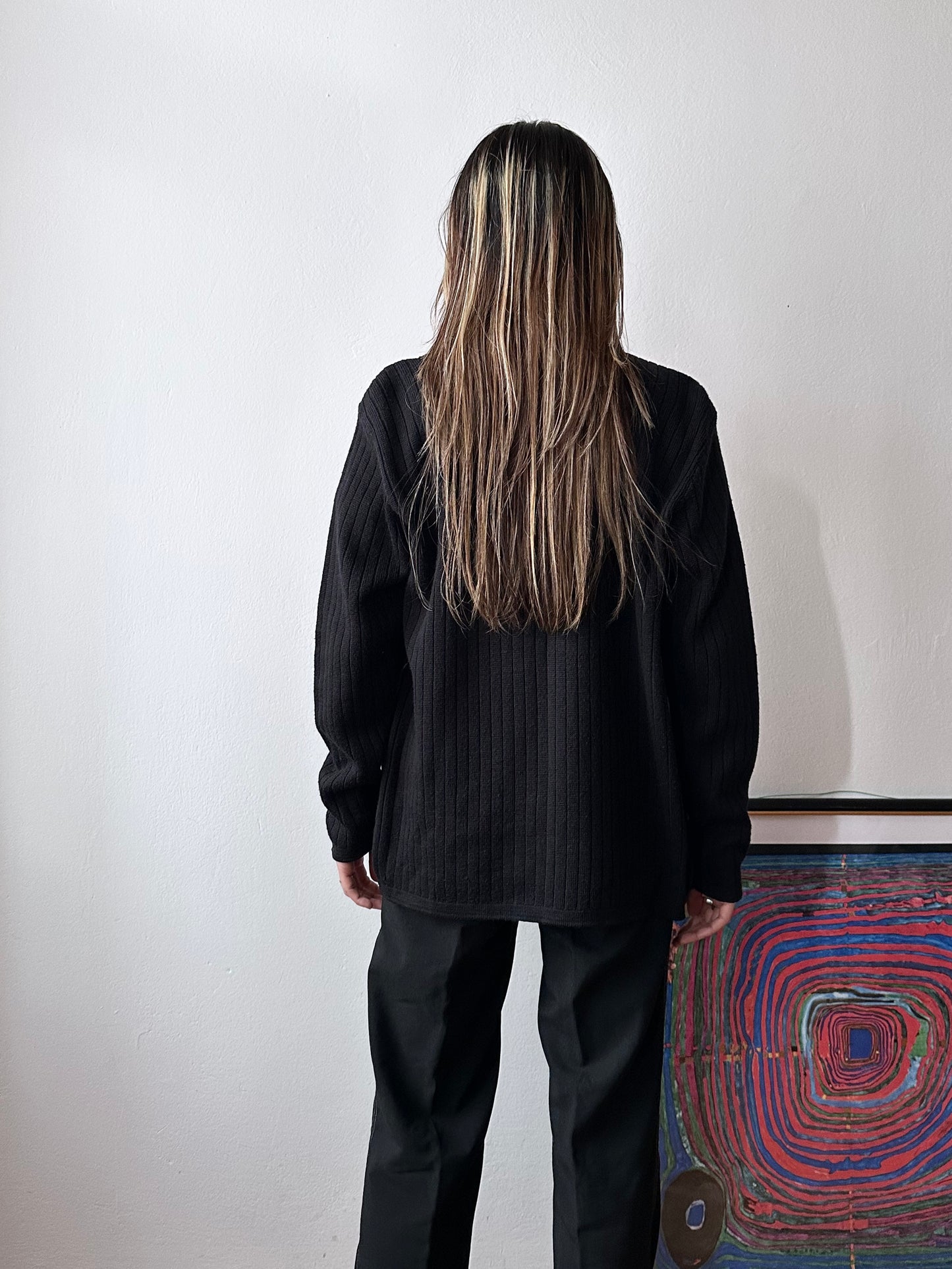 black switching knit jacket