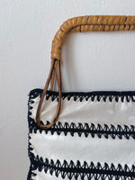 French leather rattan hand bag