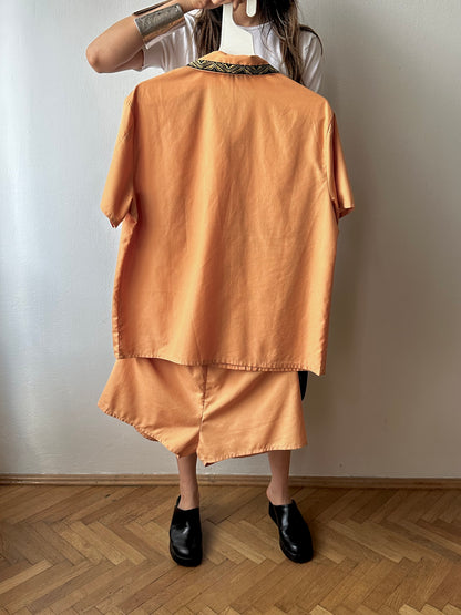 80s deadstock pyjama shirt & shorts