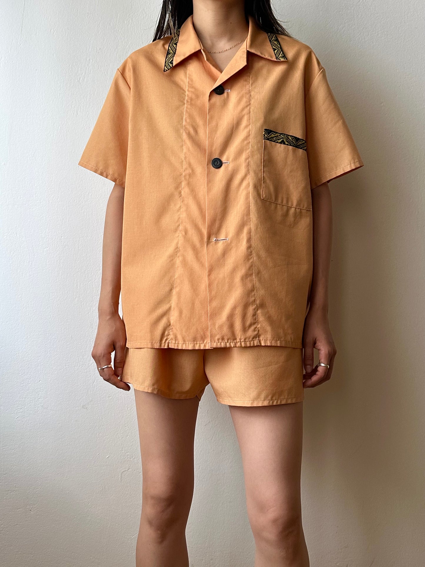 80s deadstock pyjama shirt & shorts