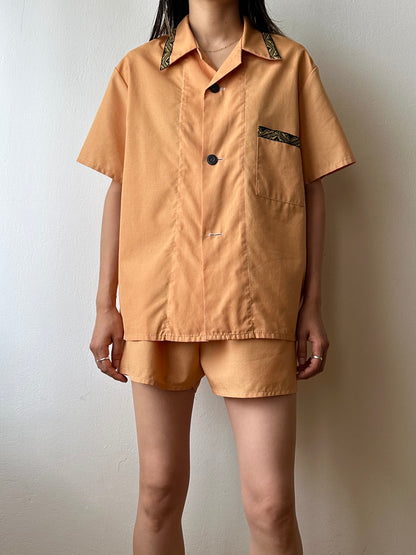 80s deadstock pyjama shirt & shorts