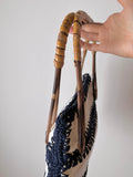 French leather rattan hand bag