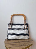 French leather rattan hand bag