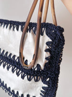 French leather rattan hand bag