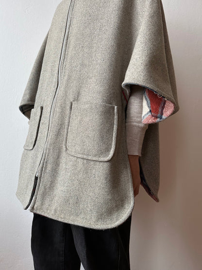 60s-70s Wool reversible poncho