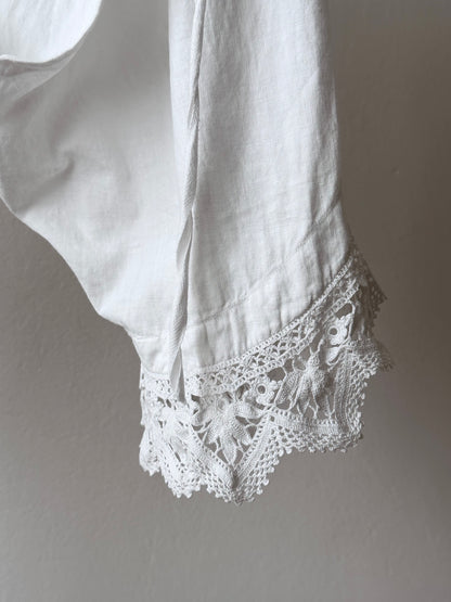 19th century cotton drawers with crochet lace