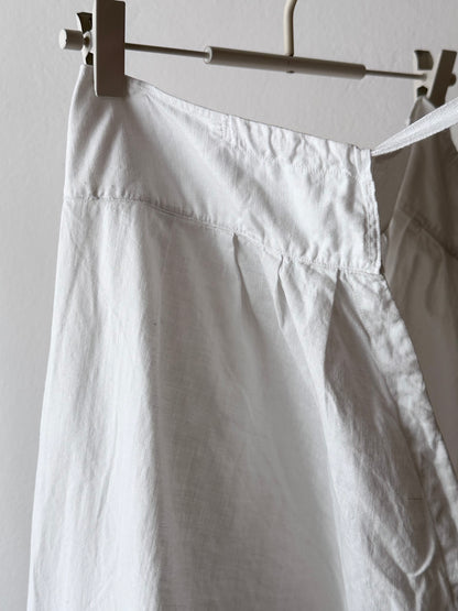 19th century cotton drawers with crochet lace