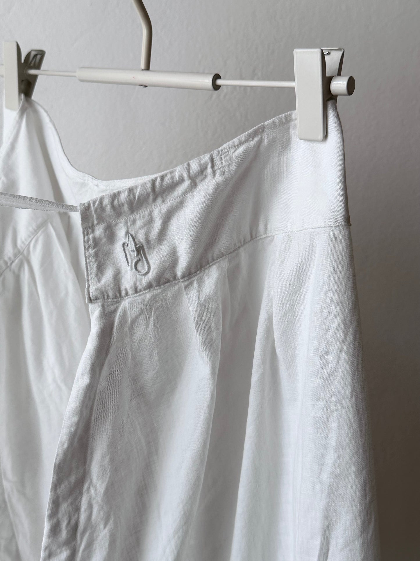 19th century cotton drawers with crochet lace