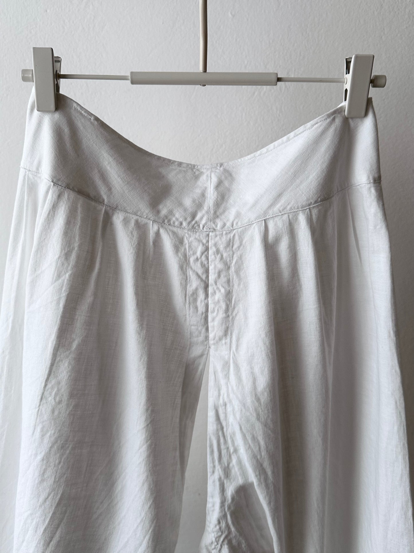 19th century cotton drawers with crochet lace