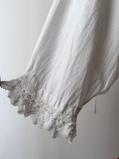 19th century cotton drawers with crochet lace