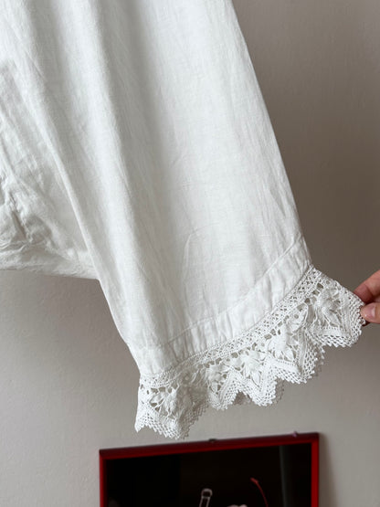 19th century cotton drawers with crochet lace