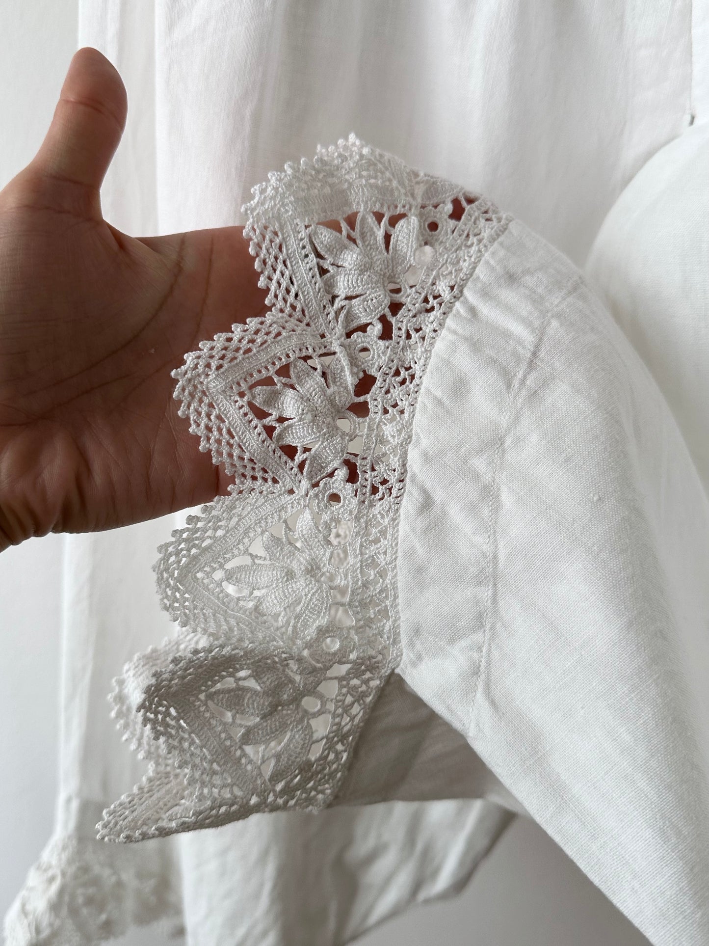 19th century cotton drawers with crochet lace