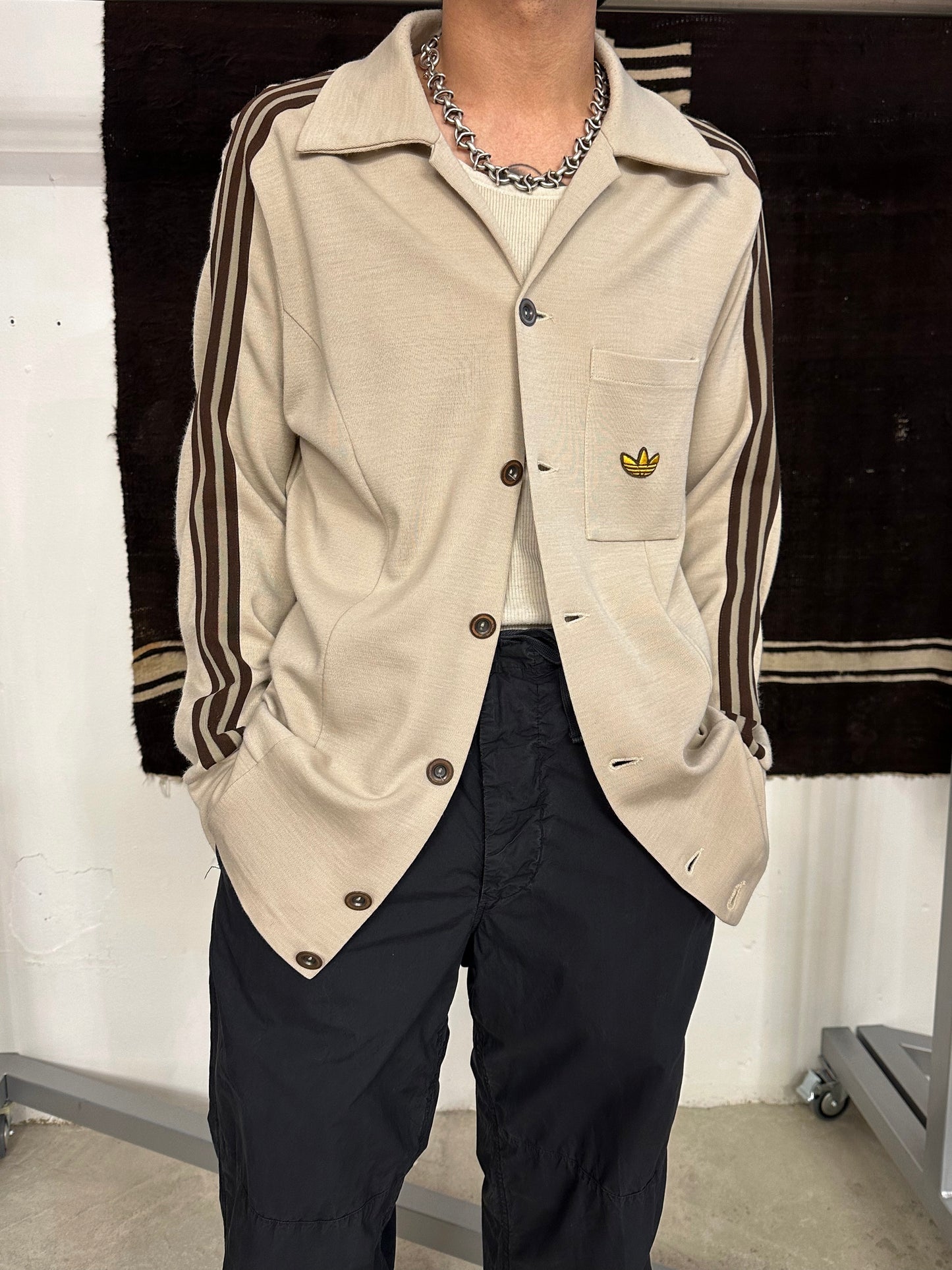 Adidas Schwahn jacket 70's 70年代 1970's Made in West-Germany 西ドイツ製 アディダス Vintage ヴィンテージ ボタンジャージー Toto 古着屋 プラハ 古着 Praha Prague Vintage store Vintage clothing ユーロ古着 ヨーロッパ古着