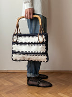 French leather rattan hand bag