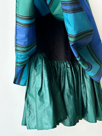 1980s striped tiered skirt