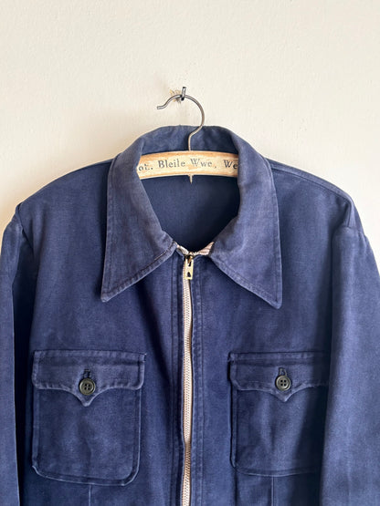 40-50s French moleskin cyclist jacket