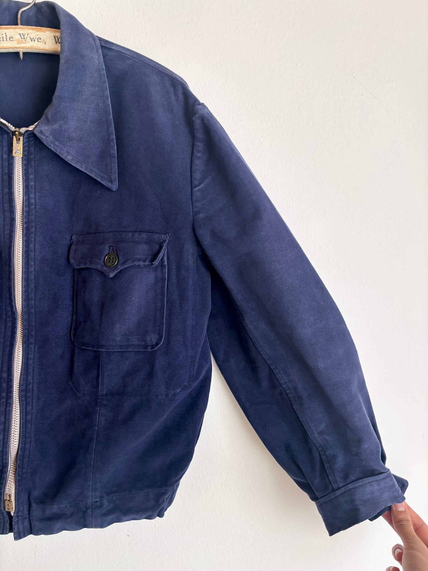 40-50s French moleskin cyclist jacket