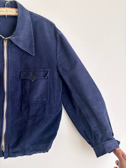 40-50s French moleskin cyclist jacket