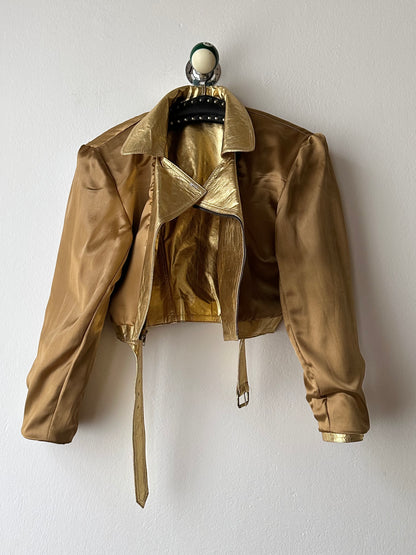 80s metalic gold bikers jacket