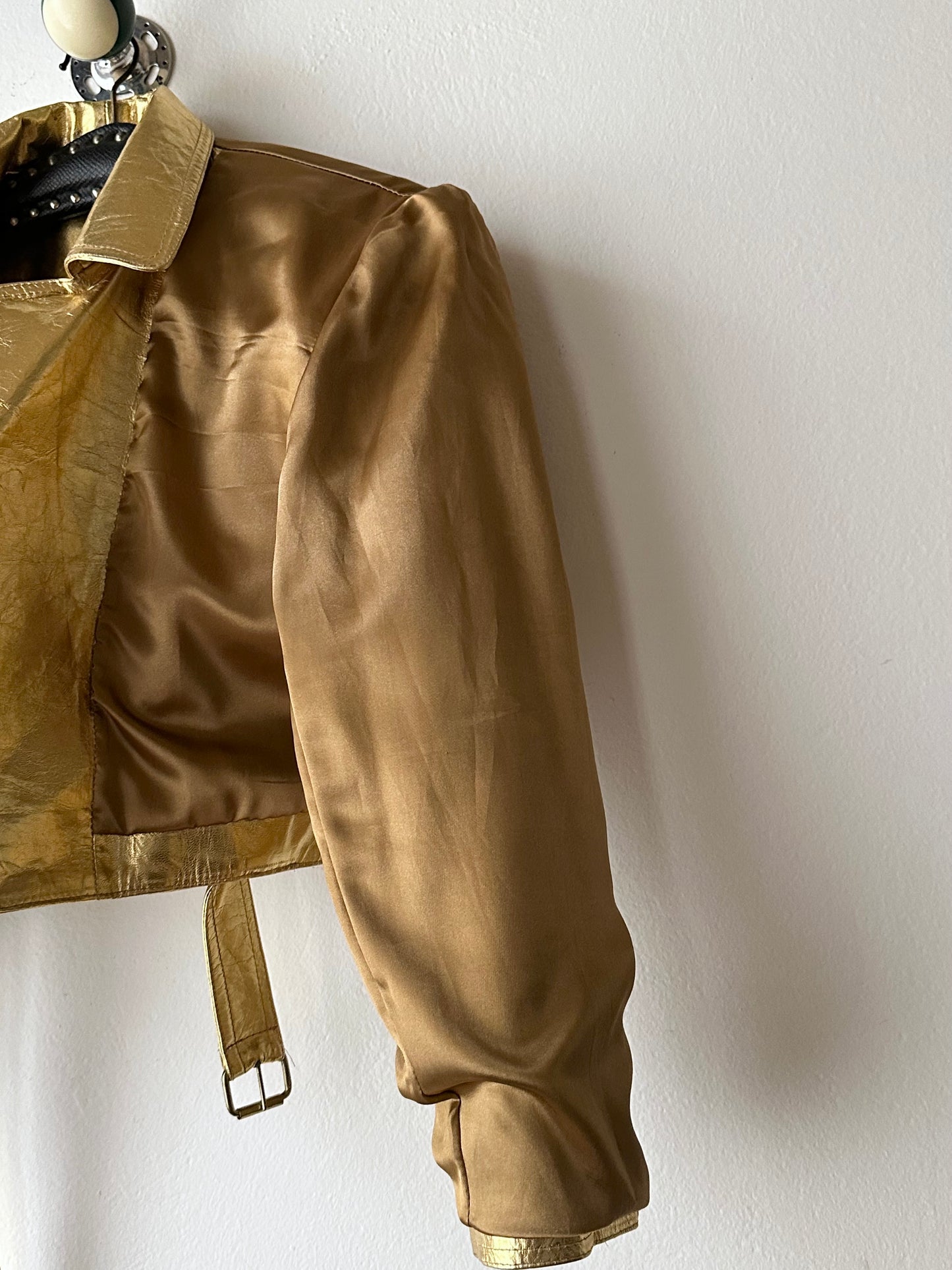 80s metalic gold bikers jacket