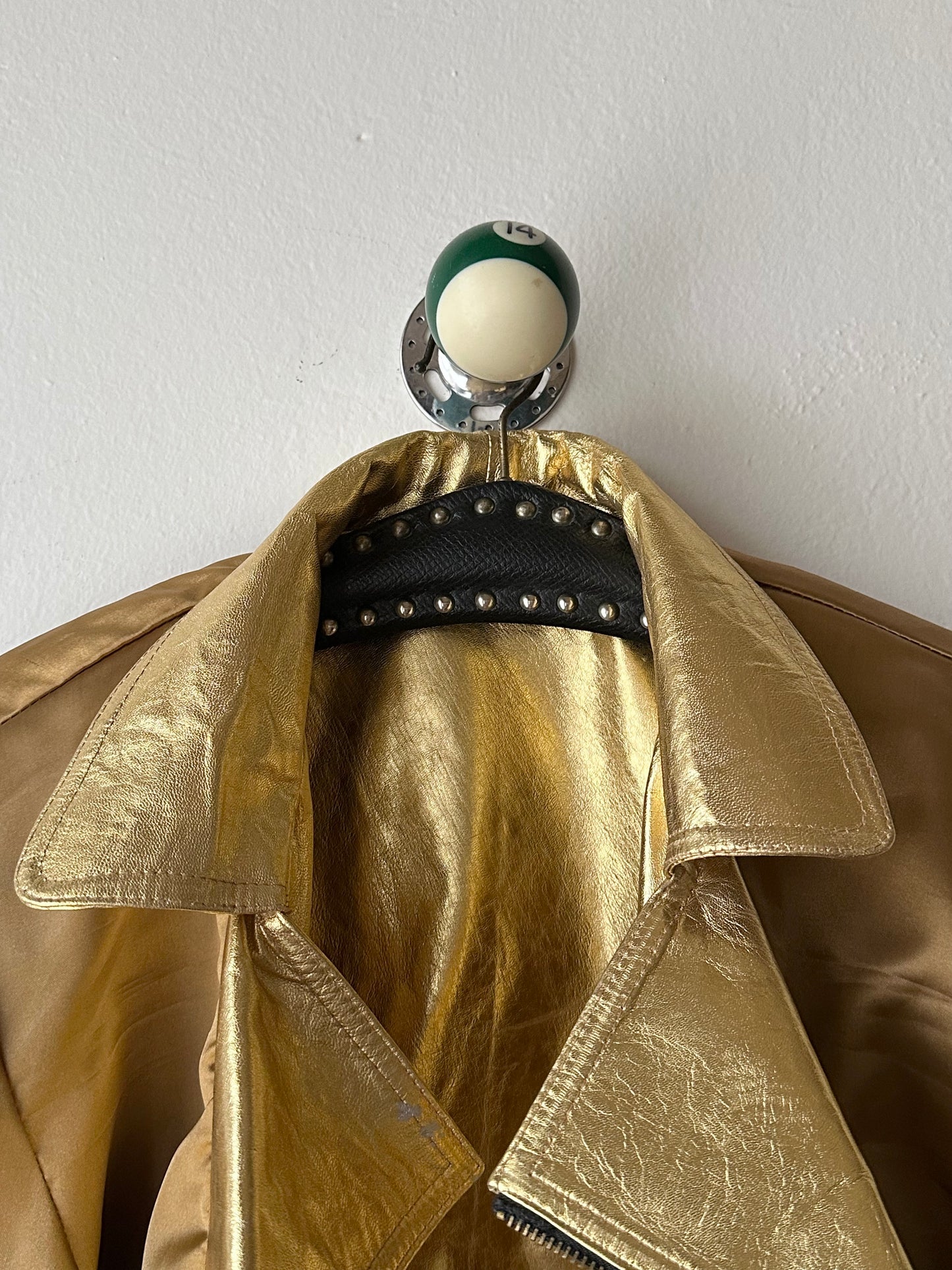 80s metalic gold bikers jacket