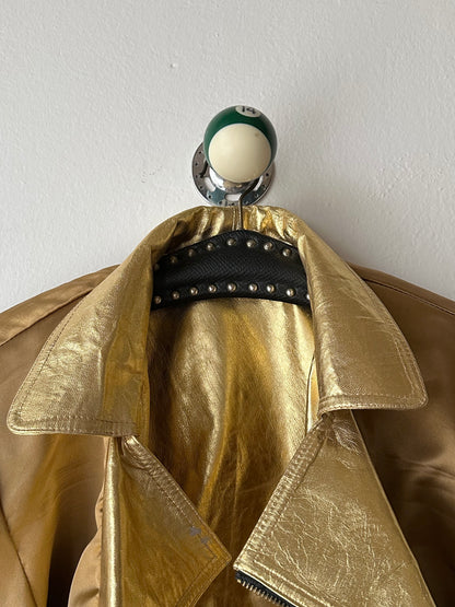 80s metalic gold bikers jacket