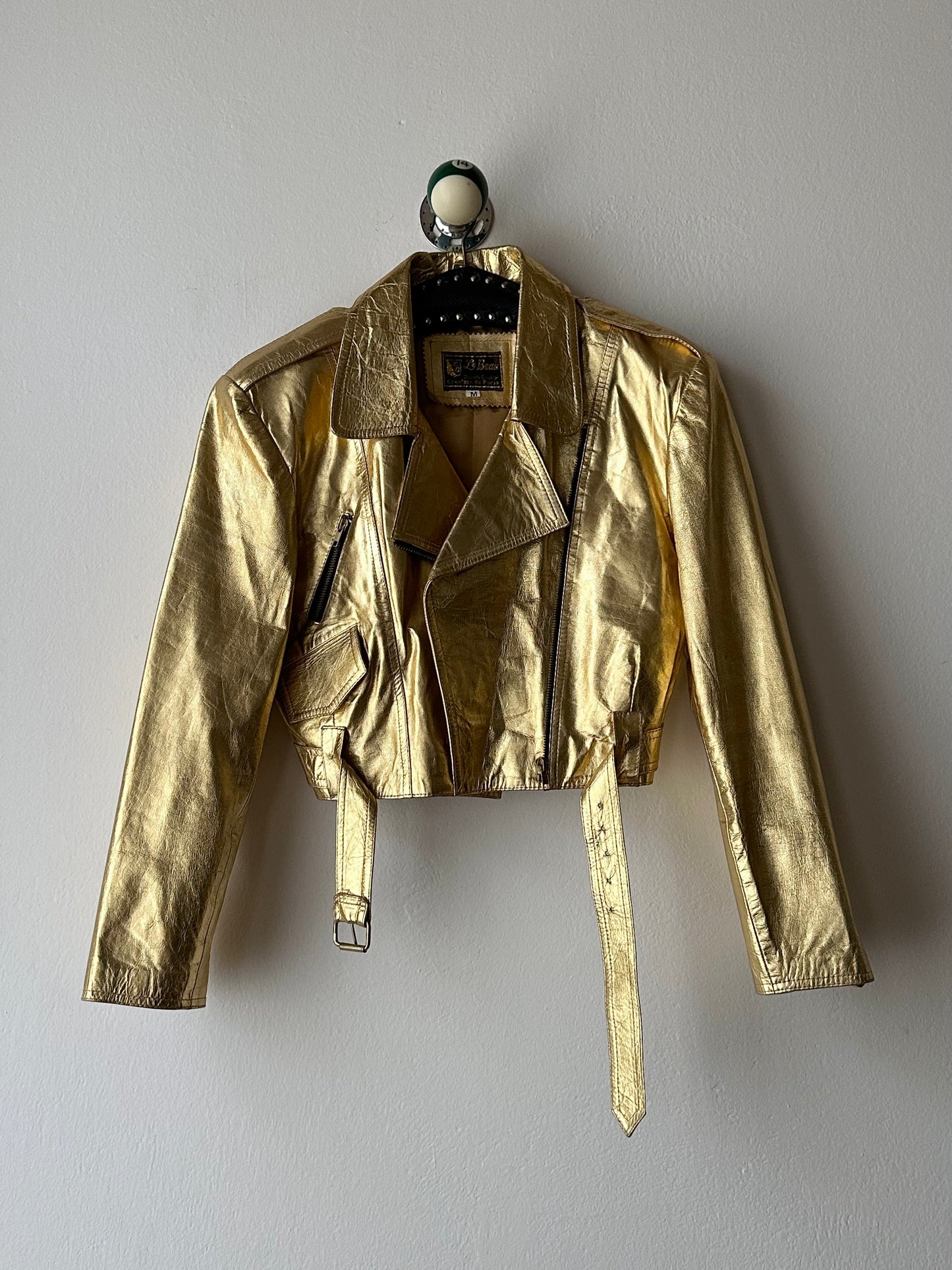 80s metalic gold bikers jacket