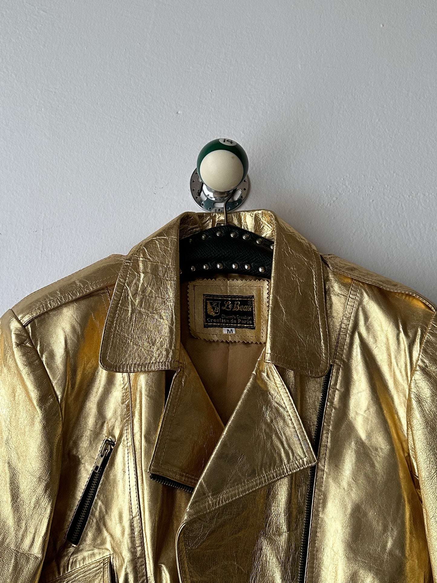 80s metalic gold bikers jacket