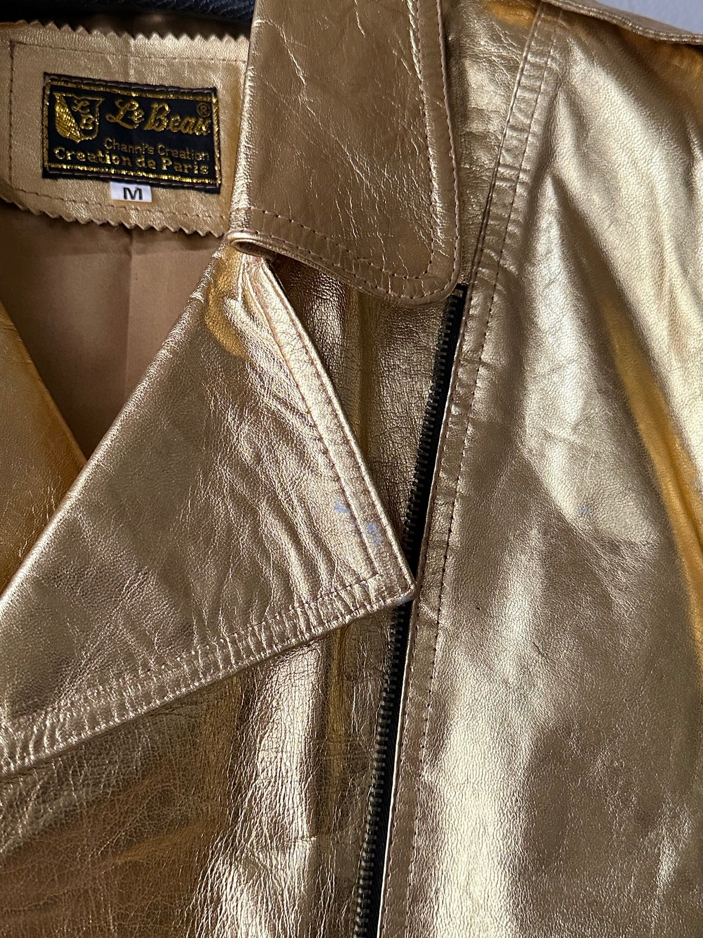 80s metalic gold bikers jacket
