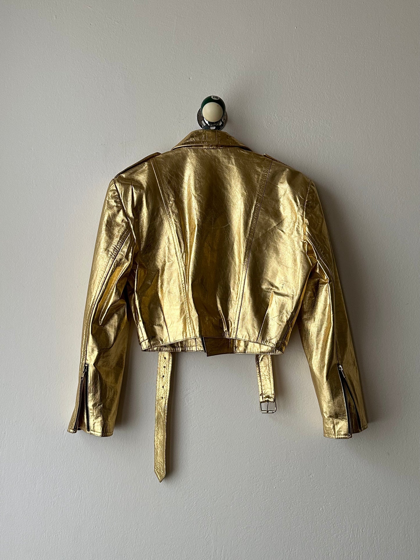 80s metalic gold bikers jacket