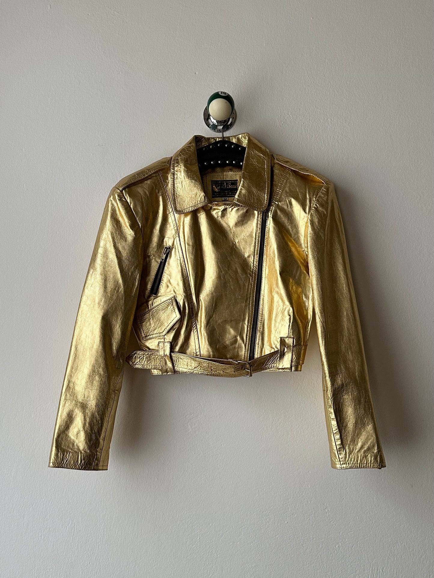 80s metalic gold bikers jacket