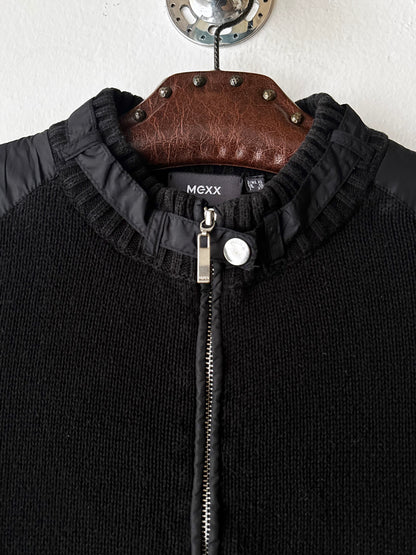 Black cotton x nylon zip-up jacket