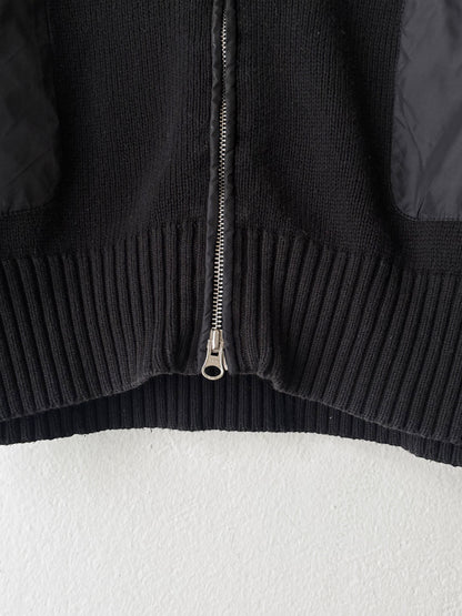 Black cotton x nylon zip-up jacket